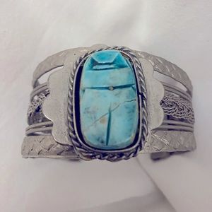 Unmarked vintage scarab cuff bracelet